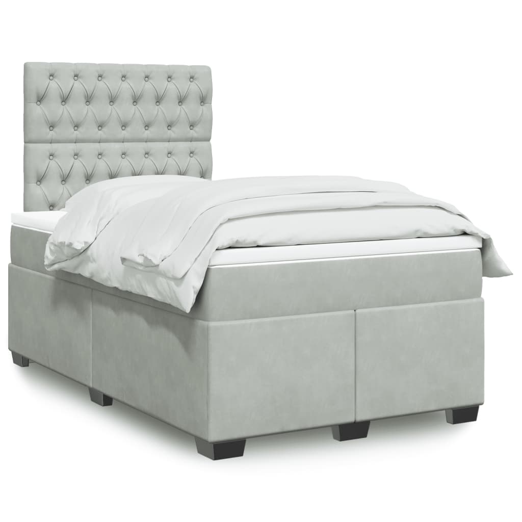 Sommier à lattes de lit et matelas Gris clair 120x200cm Velours - XIOS