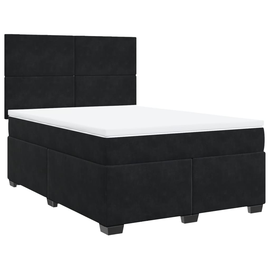 Sommier à lattes de lit avec matelas Noir 140x190 cm Velours - XIOS