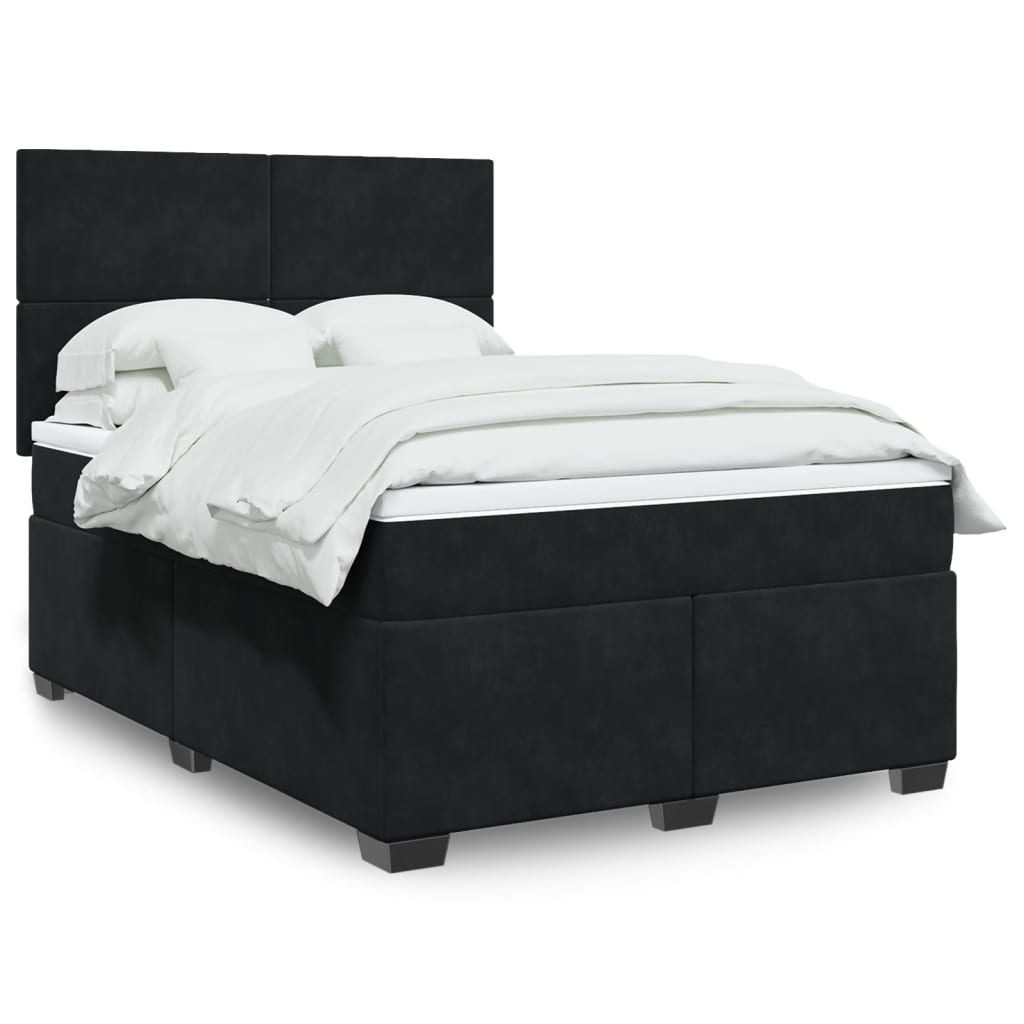Sommier à lattes de lit avec matelas Noir 140x190 cm Velours - XIOS