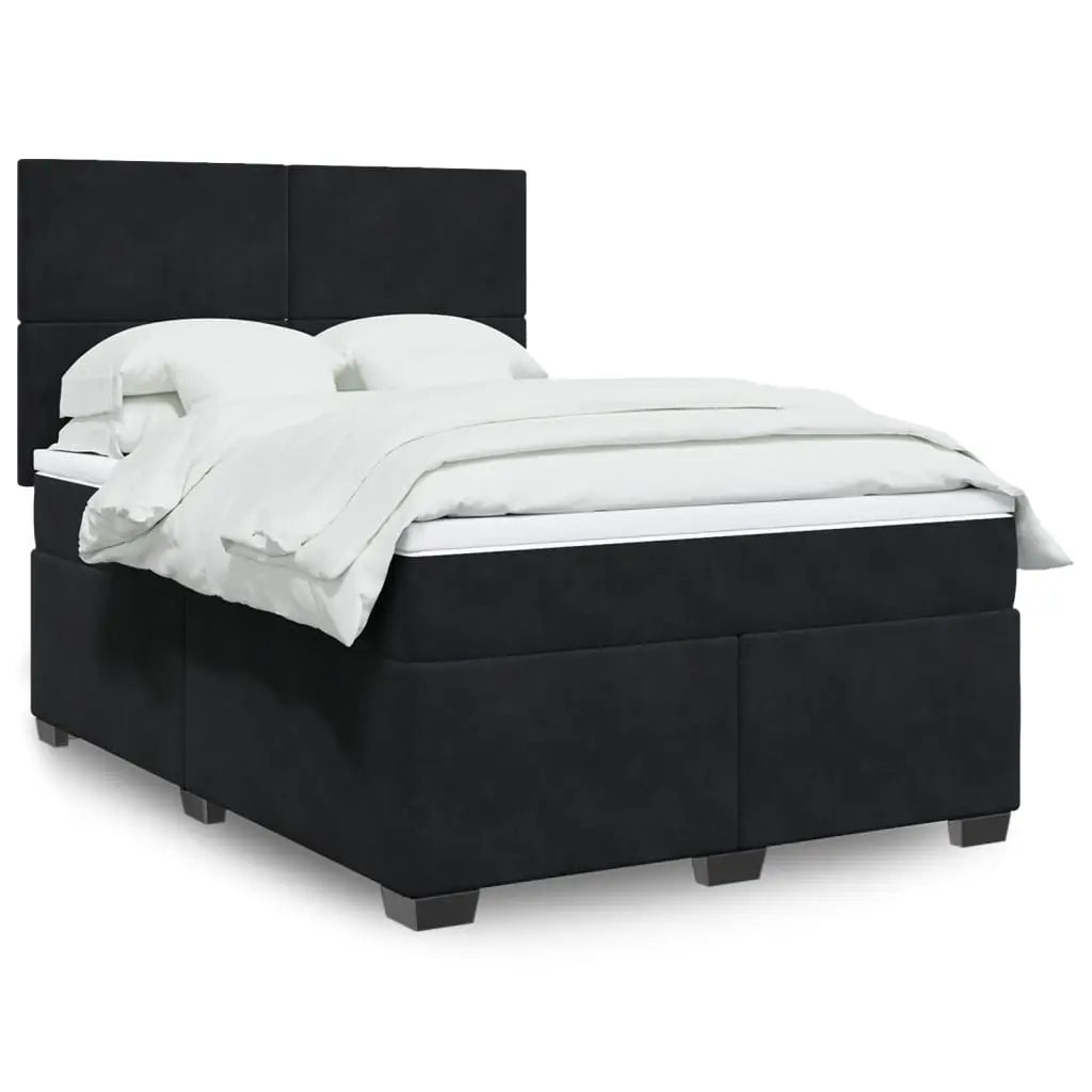 Sommier à lattes de lit avec matelas Noir 140x190 cm Velours - XIOS
