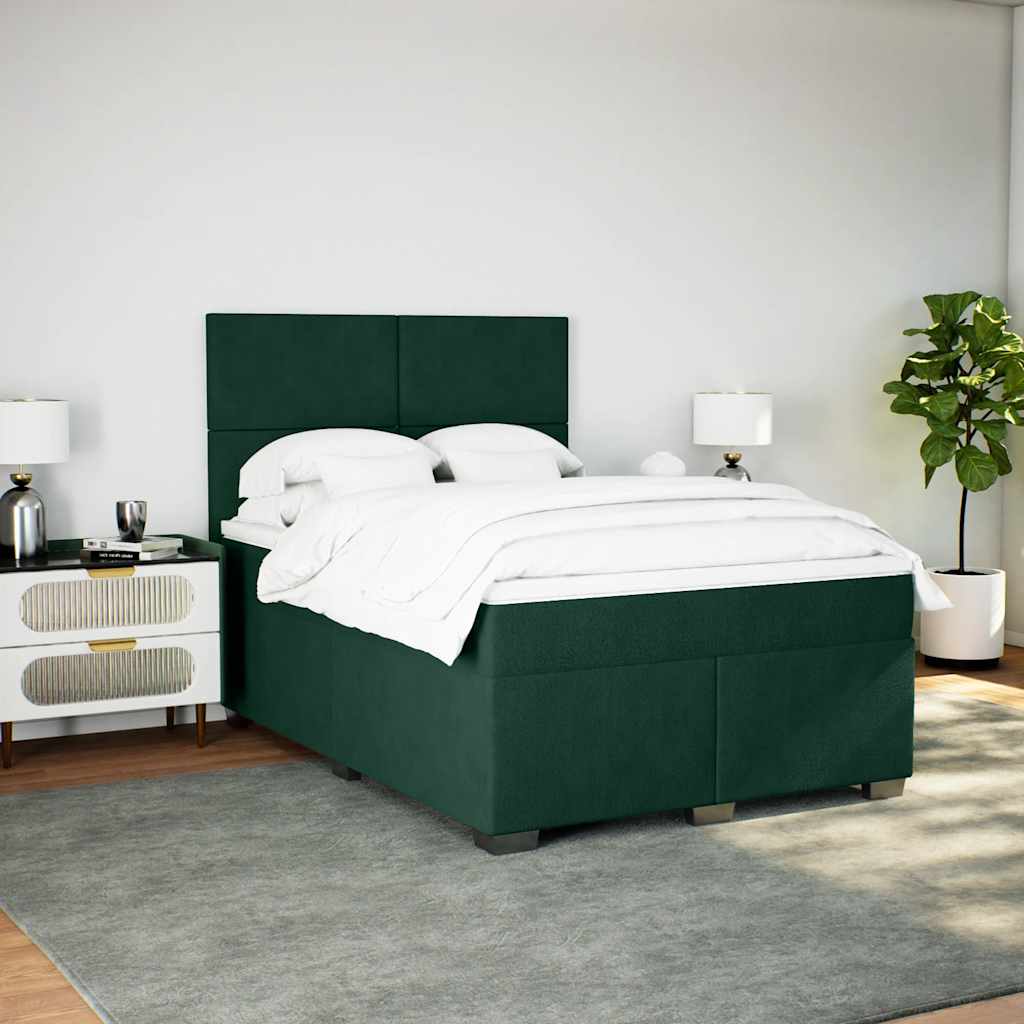 Sommier à lattes de lit et matelas Vert foncé 140x190cm Velours