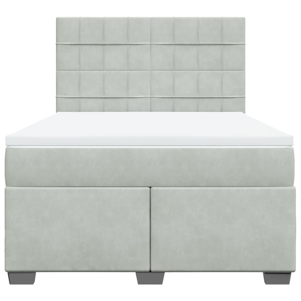 Sommier à lattes de lit et matelas Gris clair 140x190cm Velours - XIOS