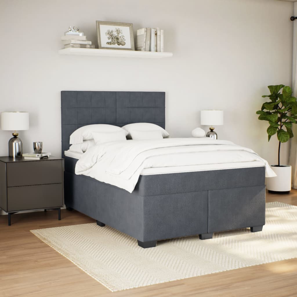 Sommier à lattes de lit et matelas Gris foncé 140x190cm Velours - XIOS