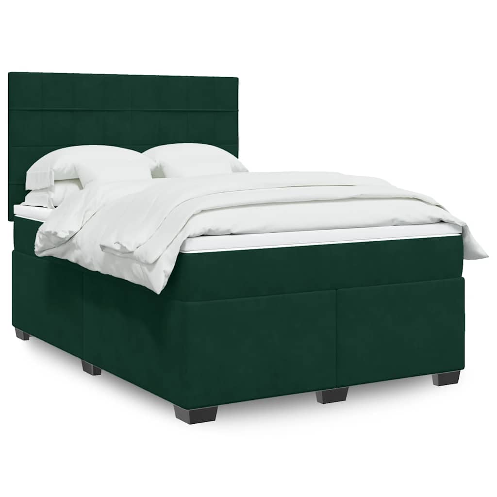 Sommier à lattes de lit et matelas Vert foncé 140x190cm Velours - XIOS