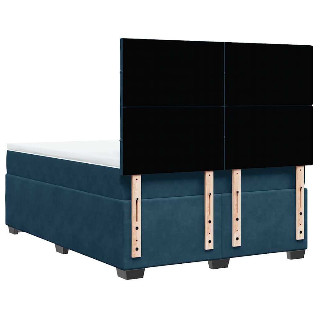 Sommier à lattes de lit et matelas bleu 140x190 cm velours - XIOS