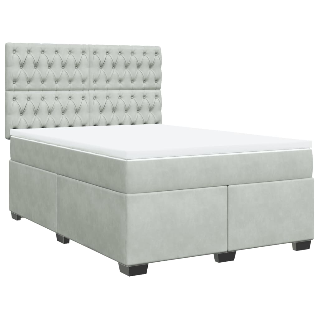 Sommier à lattes de lit et matelas Gris clair 140x190cm Velours - XIOS
