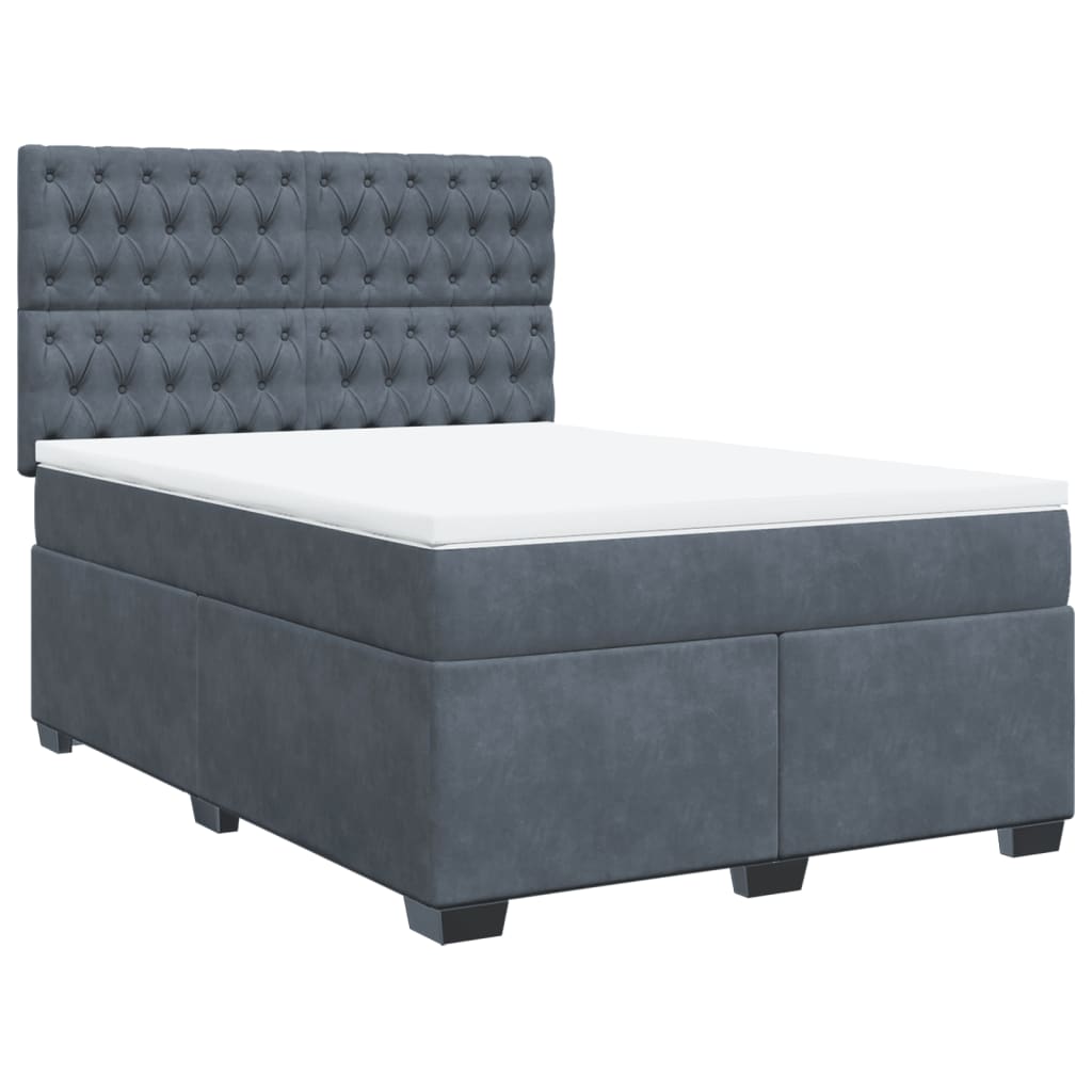 Sommier à lattes de lit et matelas Gris foncé 140x190cm Velours - XIOS
