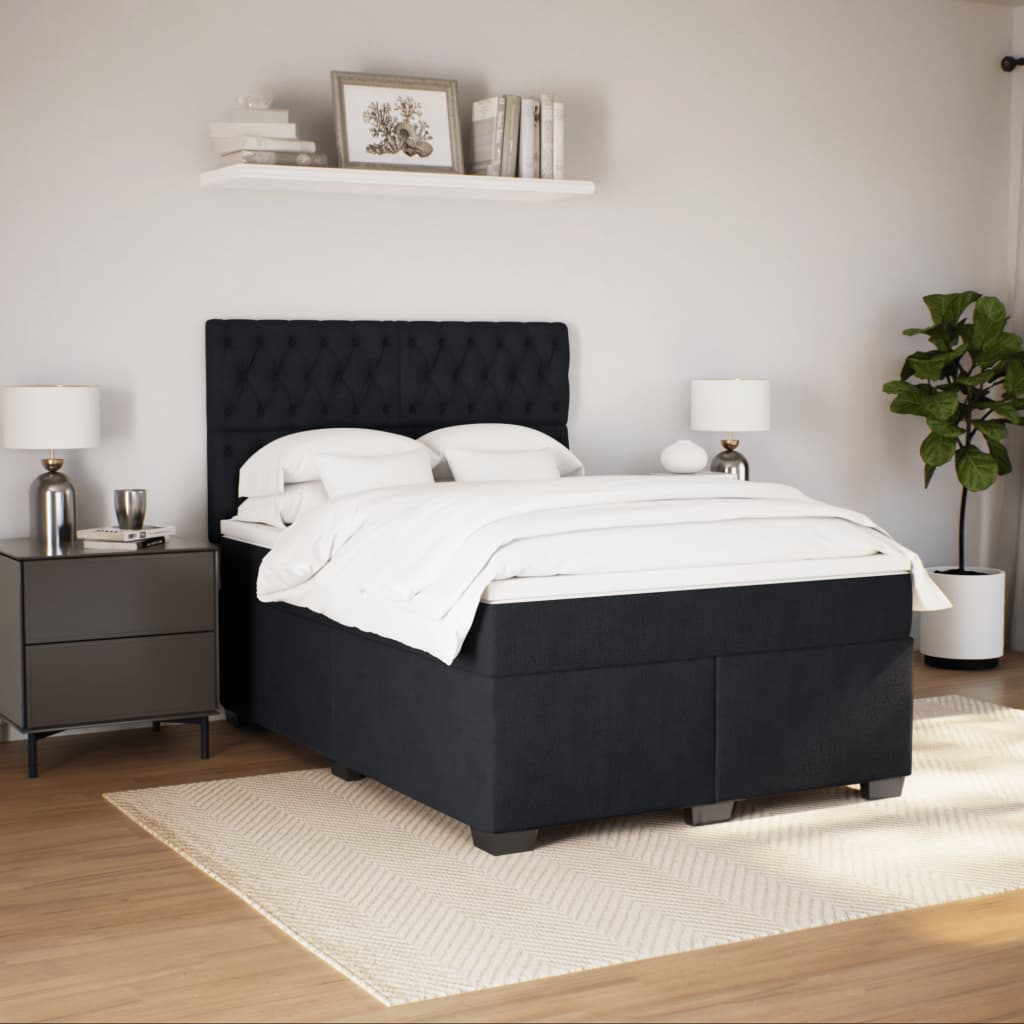 Sommier à lattes de lit avec matelas Noir 140x190 cm Velours - XIOS
