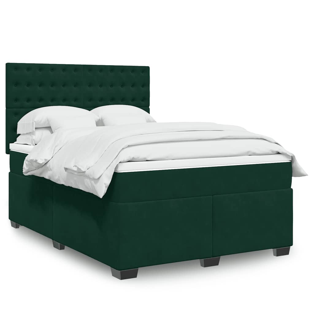 Sommier à lattes de lit et matelas Vert foncé 140x190cm Velours - XIOS