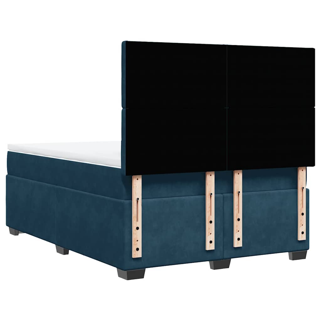 Sommier à lattes de lit et matelas bleu 140x190 cm velours - XIOS