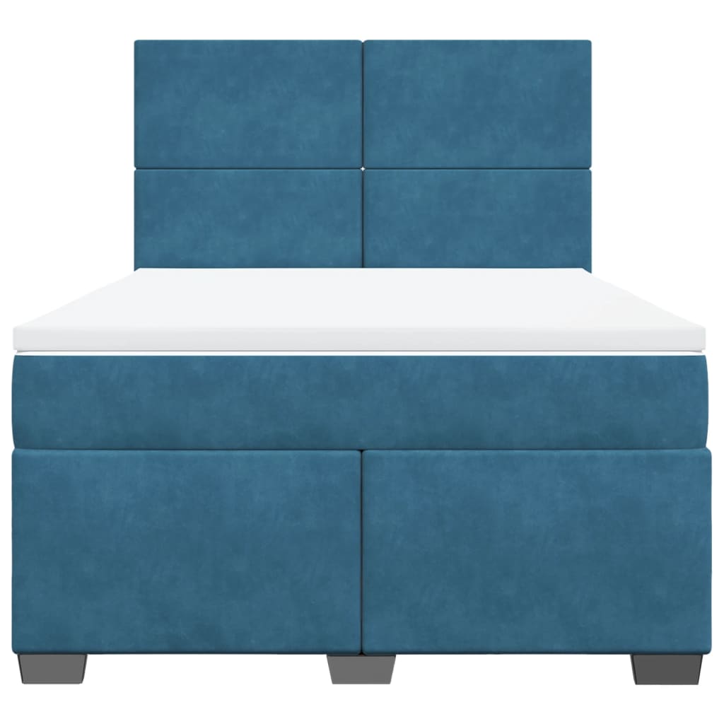 Sommier à lattes de lit et matelas bleu 140x200 cm velours - XIOS