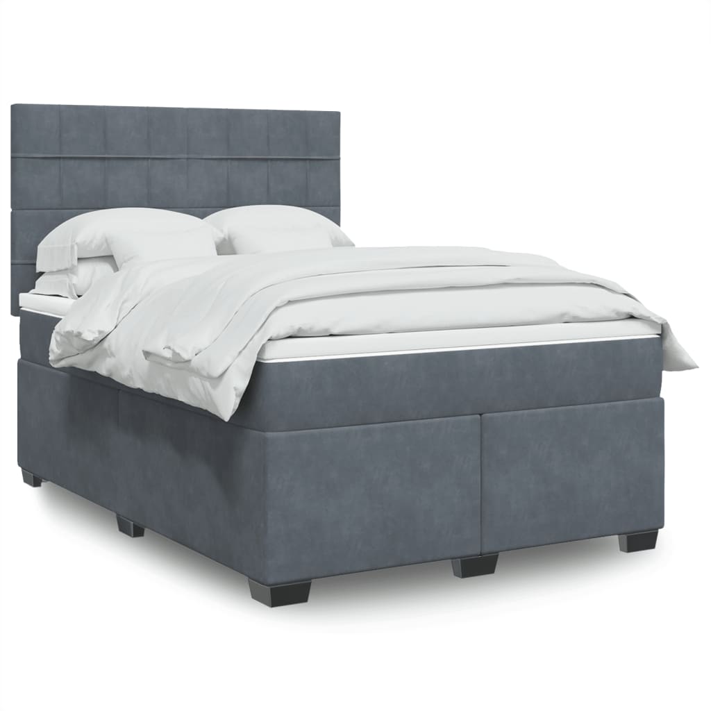 Sommier à lattes de lit et matelas Gris foncé 140x200cm Velours - XIOS