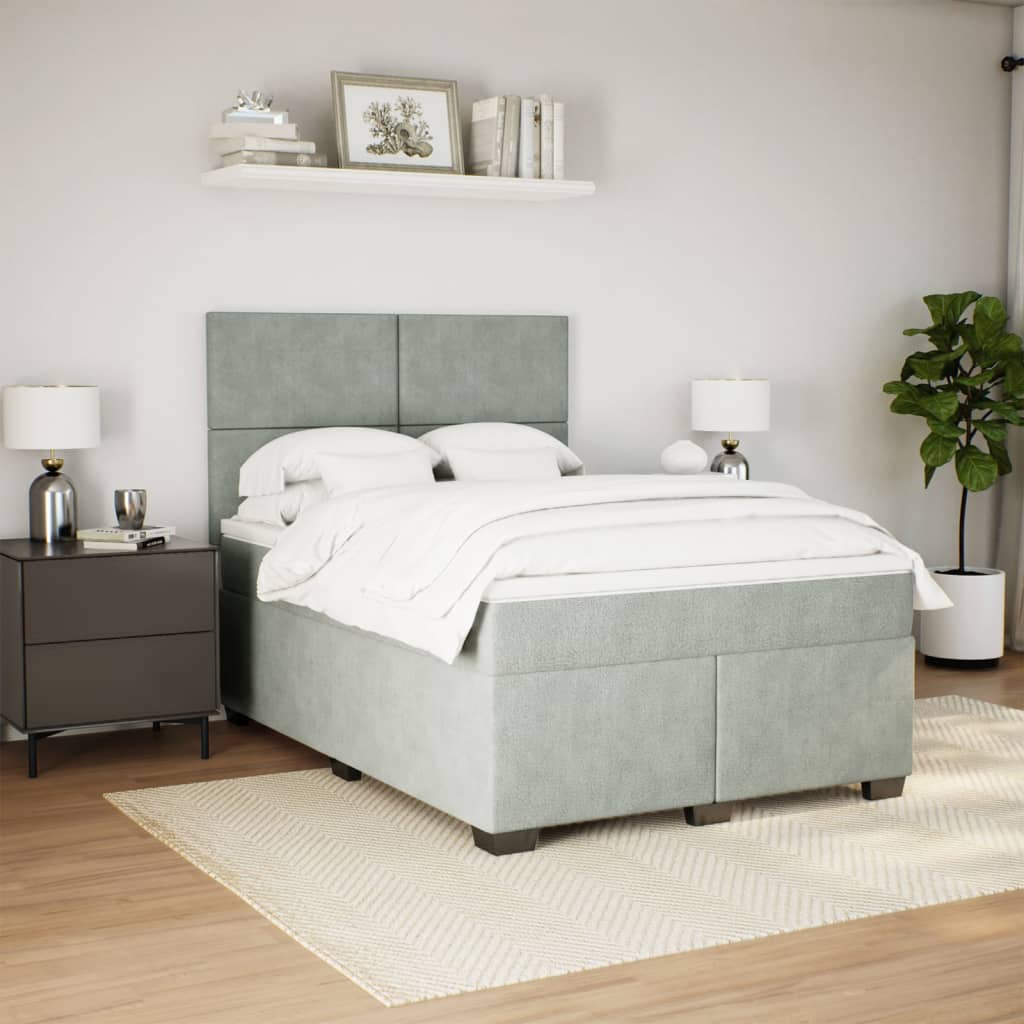 Sommier à lattes de lit et matelas Gris clair 160x200cm Velours - XIOS