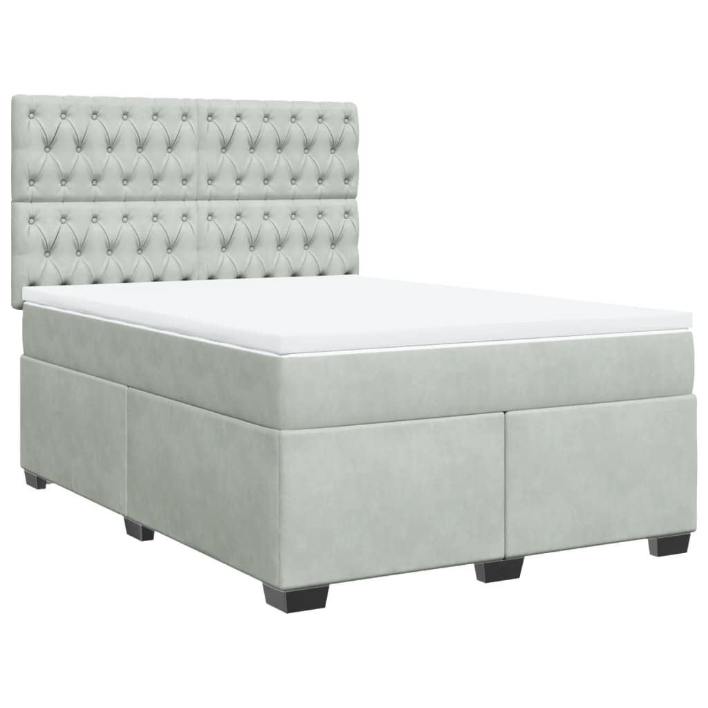 Sommier à lattes de lit et matelas Gris clair 160x200cm Velours - XIOS
