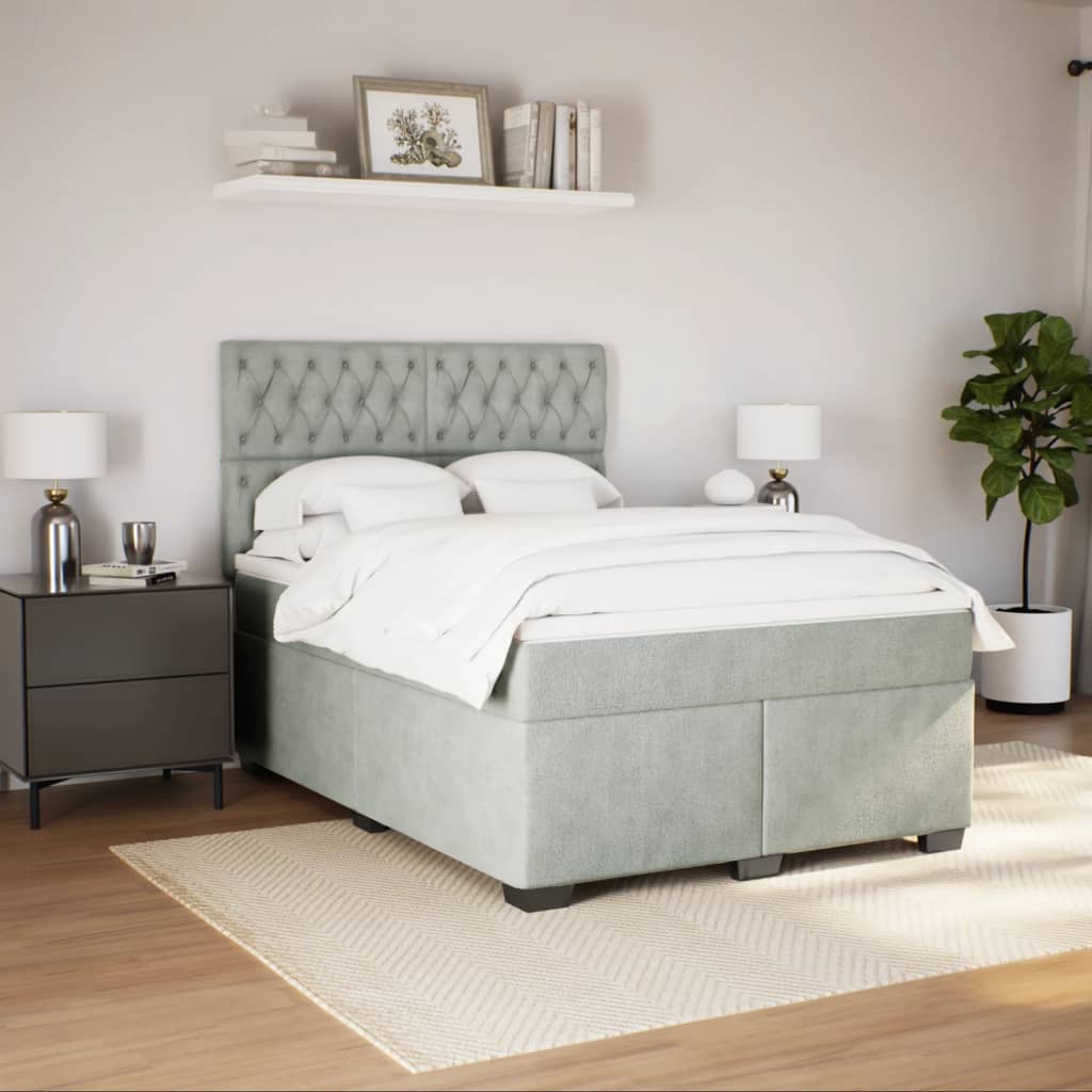 Sommier à lattes de lit et matelas Gris clair 160x200cm Velours - XIOS