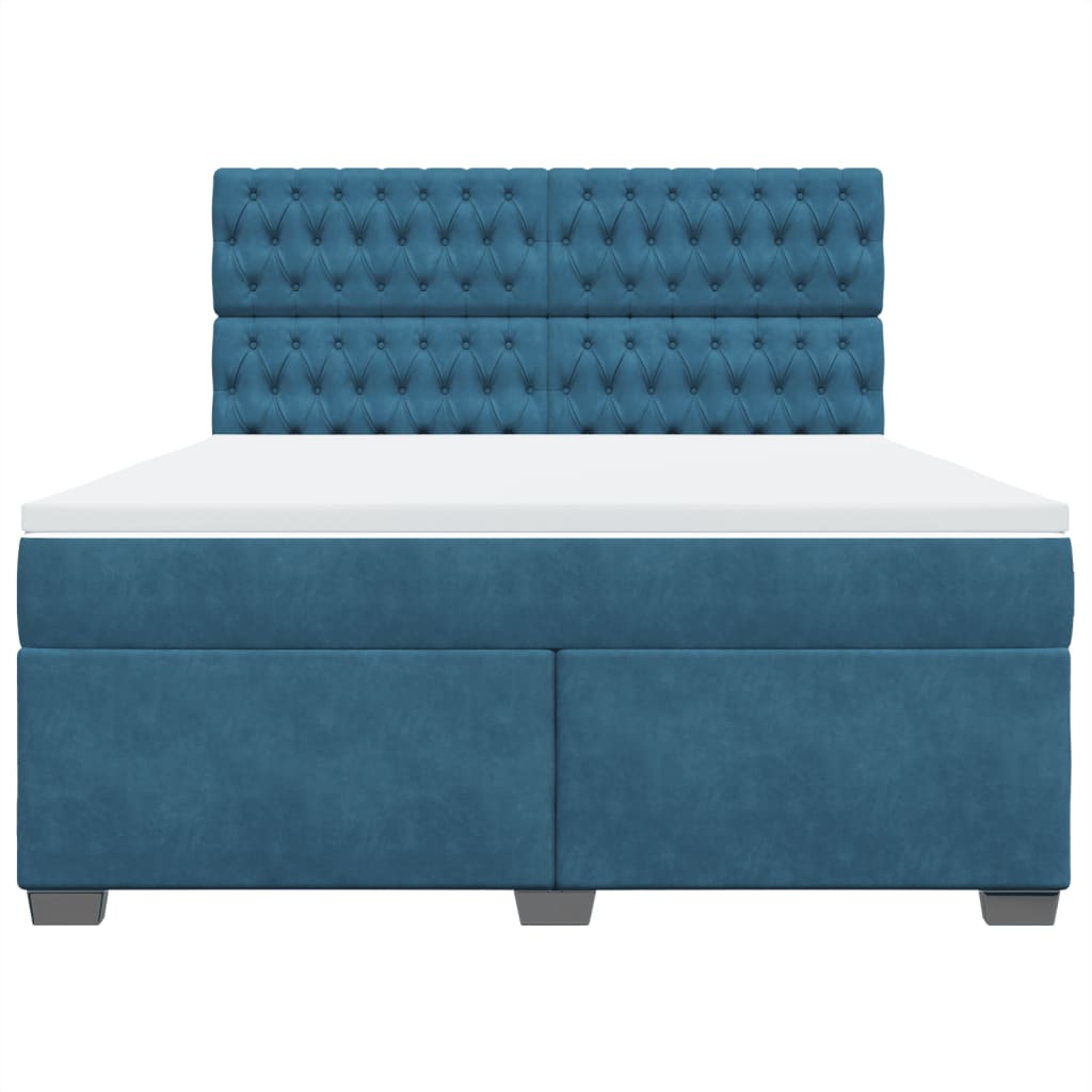 Sommier à lattes de lit et matelas bleu 180x200 cm velours - XIOS