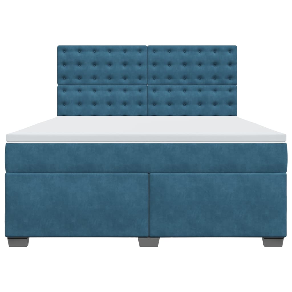 Sommier à lattes de lit et matelas bleu 180x200 cm velours - XIOS