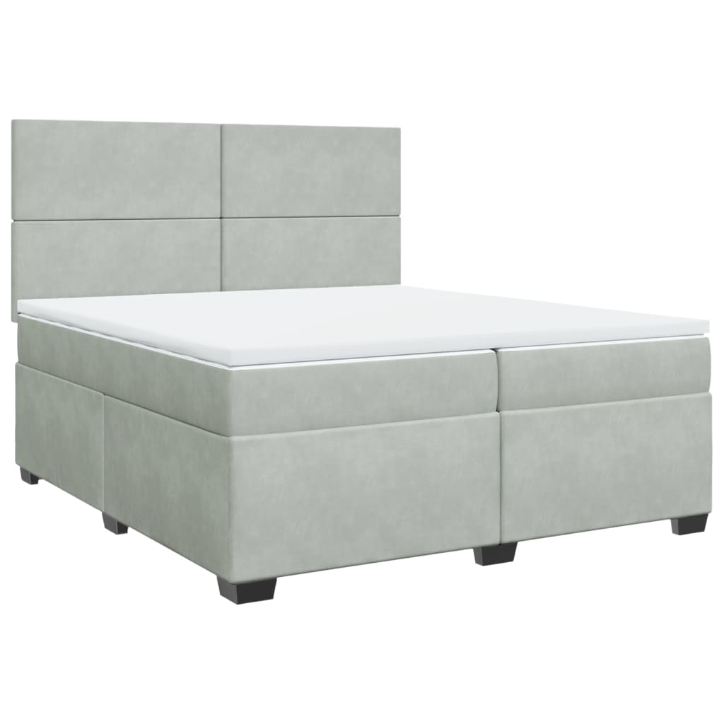 Sommier à lattes de lit et matelas Gris clair 200x200cm Velours - XIOS