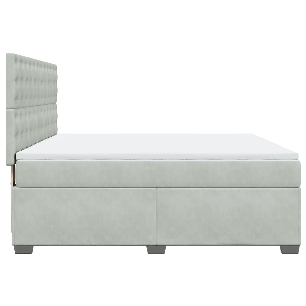 Sommier à lattes de lit et matelas Gris clair 200x200cm Velours - XIOS