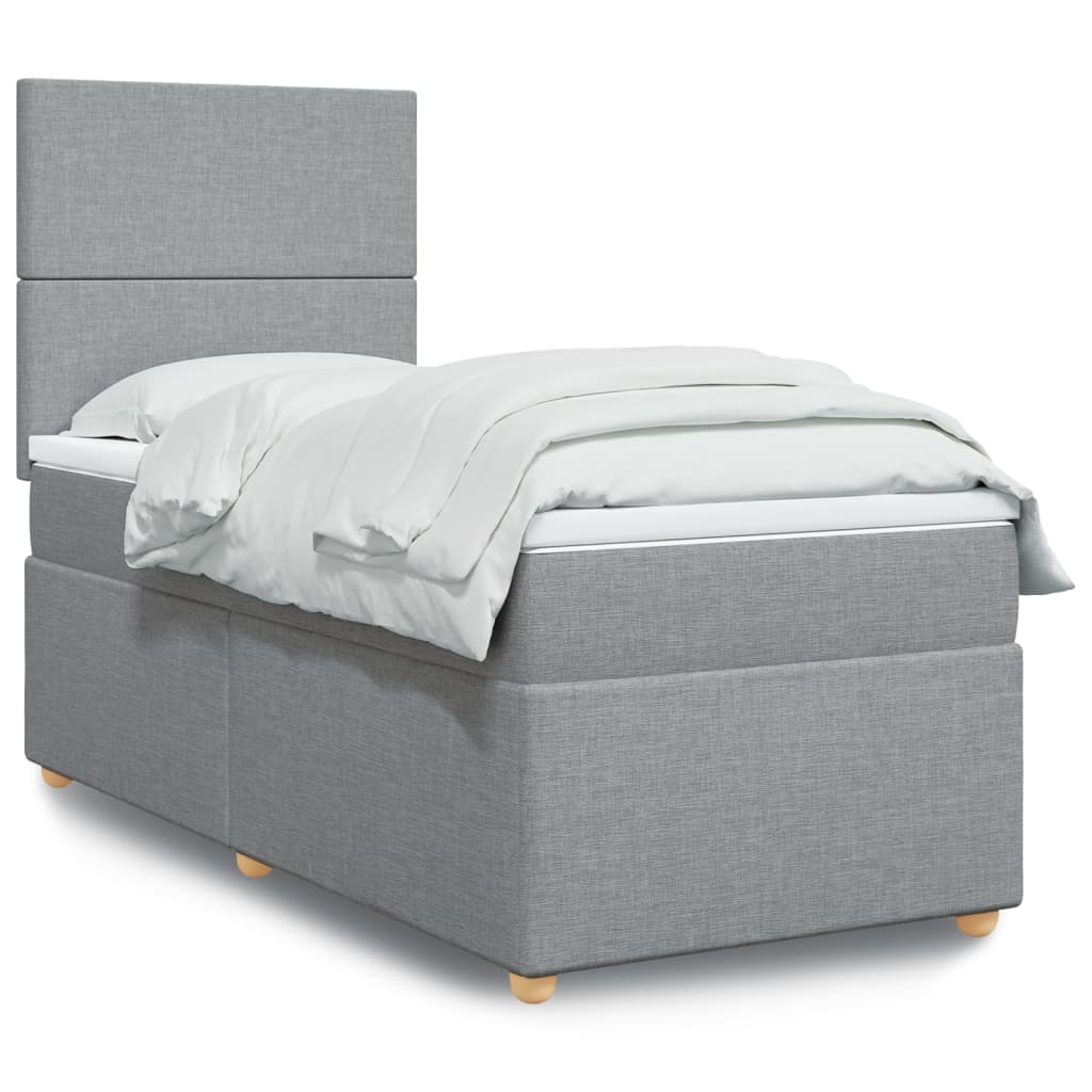 Sommier à lattes de lit avec matelas gris clair 80x200 cm tissu - XIOS