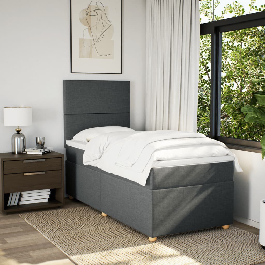 Sommier à lattes de lit avec matelas Gris foncé 80x200 cm Tissu - XIOS