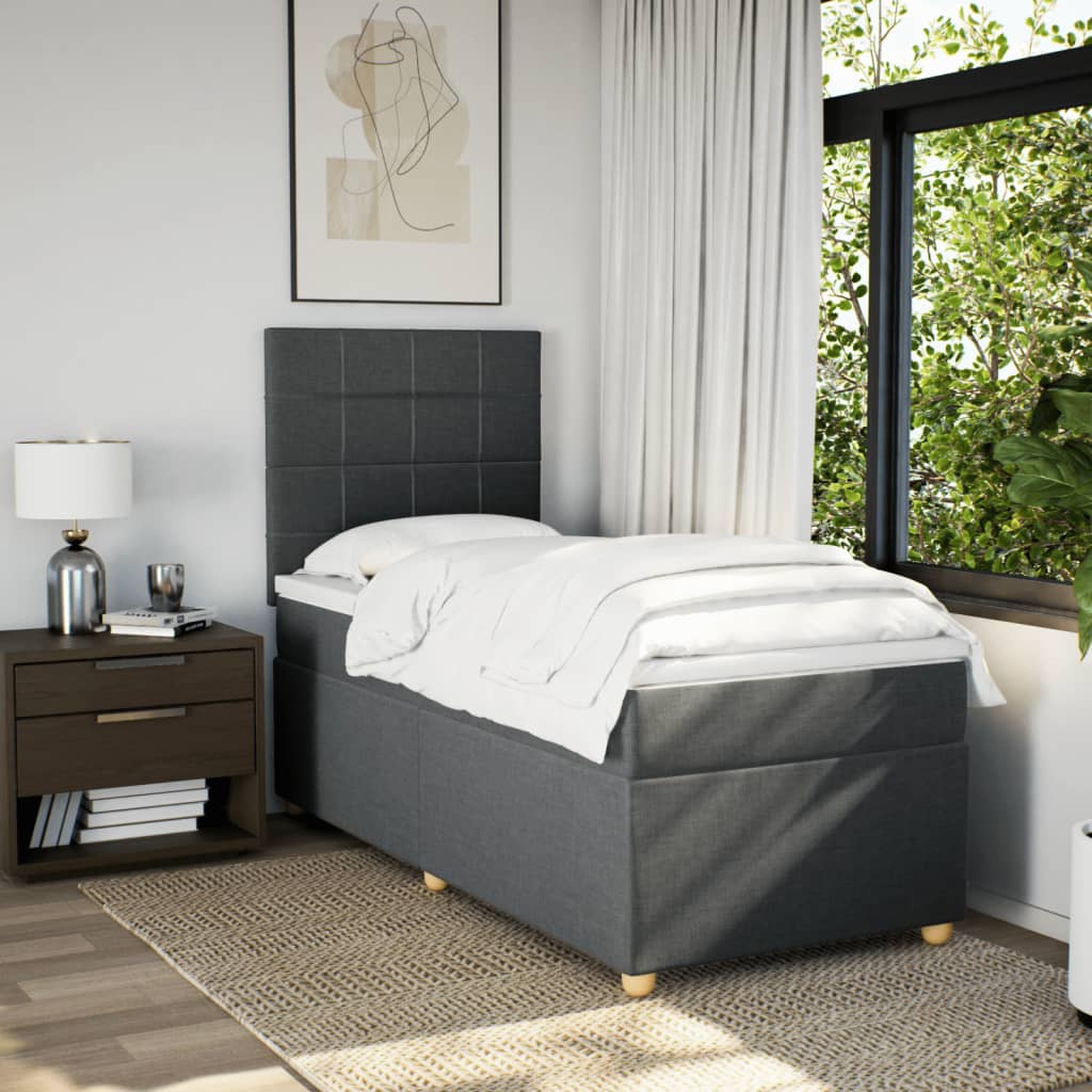 Sommier à lattes de lit avec matelas Gris foncé 80x200 cm Tissu - XIOS