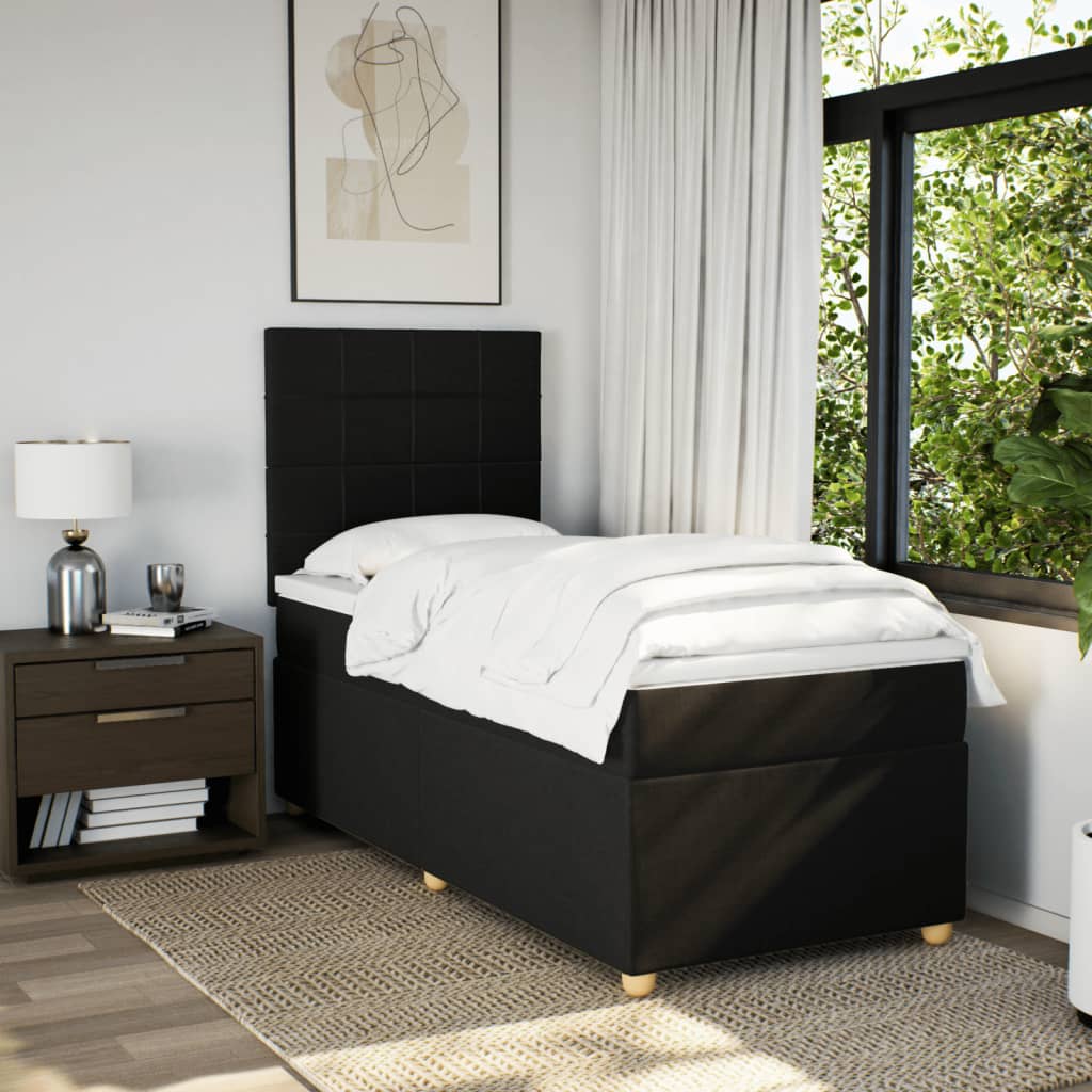 Sommier à lattes de lit et matelas Noir 80x200 cm Tissu - XIOS