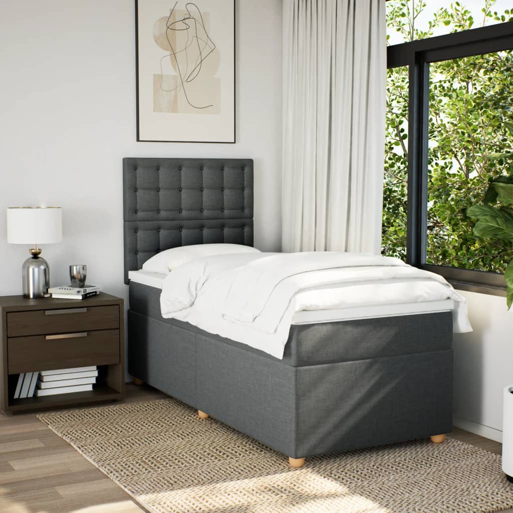 Sommier à lattes de lit avec matelas Gris foncé 80x200 cm Tissu - XIOS