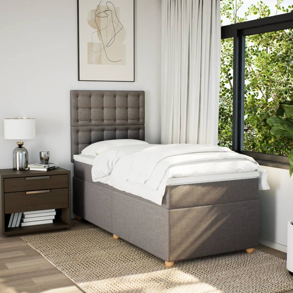 Sommier à lattes de lit avec matelas Taupe 80x200 cm Tissu - XIOS