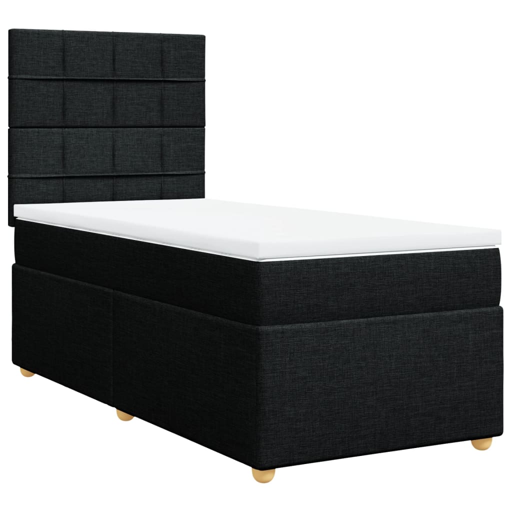 Sommier à lattes de lit avec matelas Noir 90x190 cm Tissu - XIOS