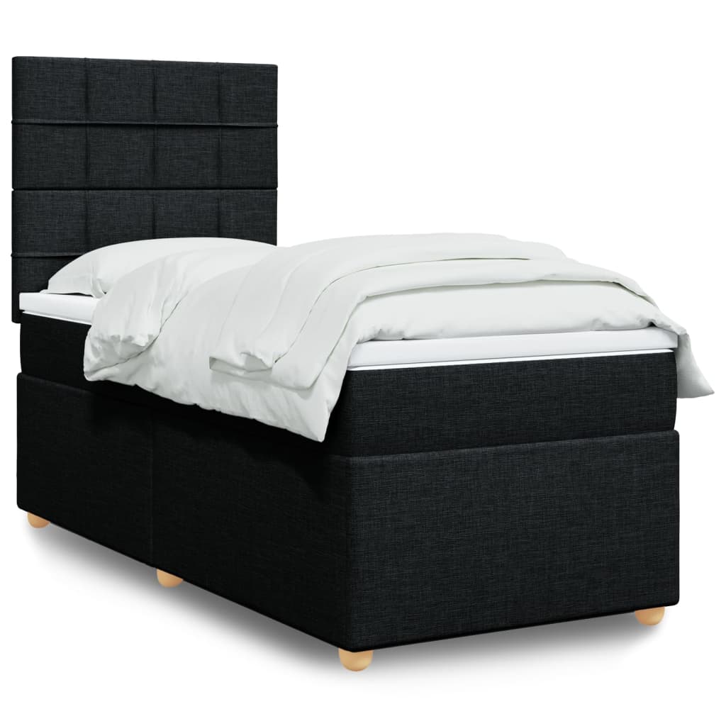Sommier à lattes de lit avec matelas Noir 90x190 cm Tissu - XIOS