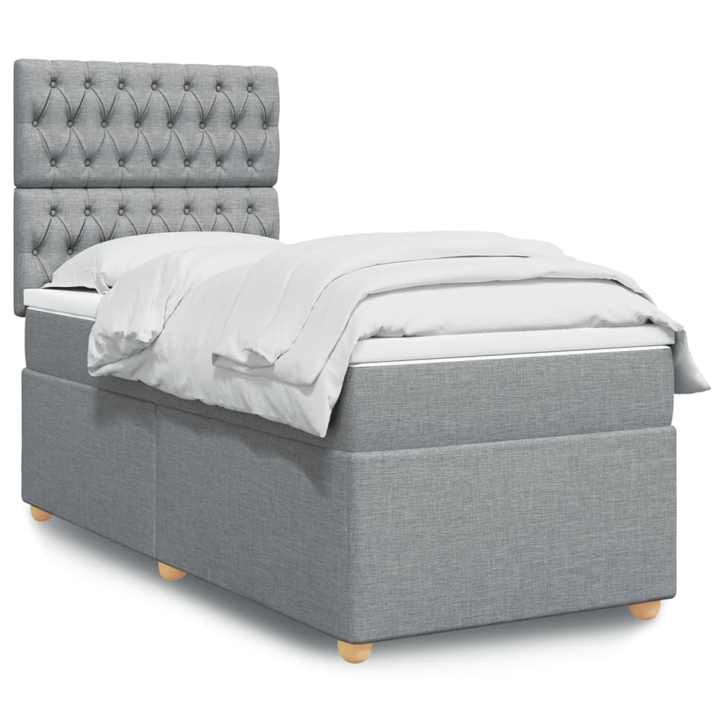 Sommier à lattes de lit et matelas Gris clair 90x190 cm Tissu - XIOS