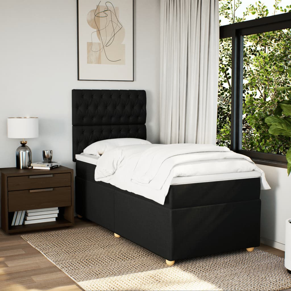 Sommier à lattes de lit avec matelas Noir 90x190 cm Tissu - XIOS