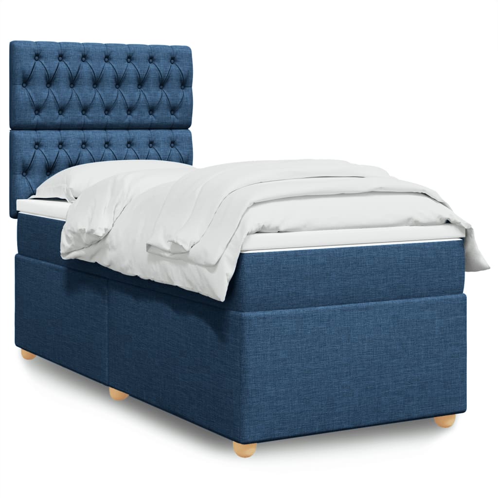 Sommier à lattes de lit avec matelas Bleu 90x190 cm Tissu - XIOS