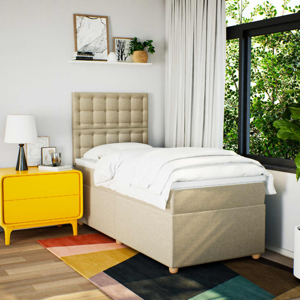 Sommier à lattes de lit et matelas Crème 90x190 cm Tissu - XIOS