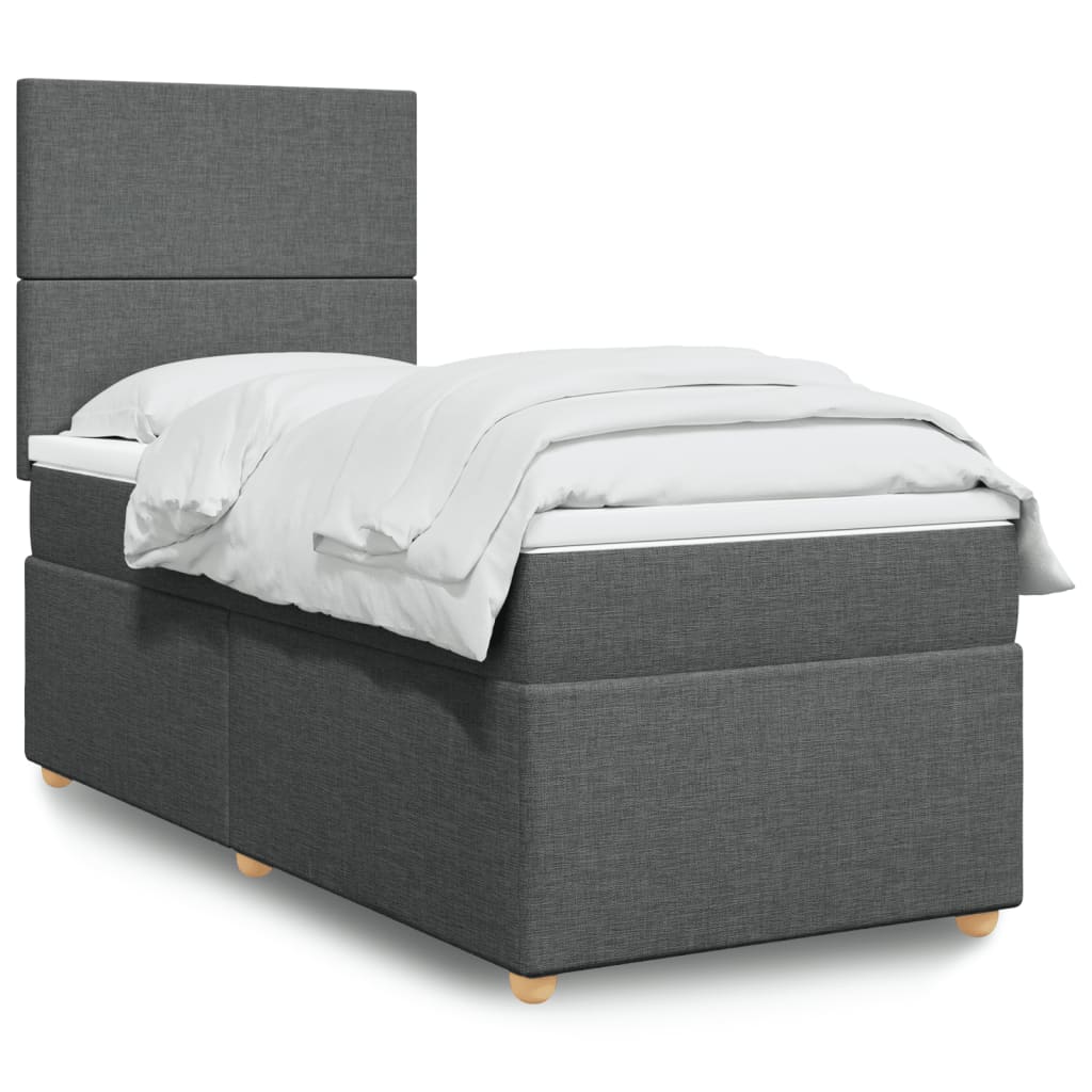 Sommier à lattes de lit avec matelas Gris foncé 90x200 cm Tissu - XIOS