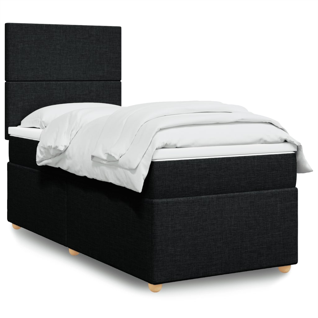 Sommier à lattes de lit avec matelas Noir 90x200 cm Tissu - XIOS