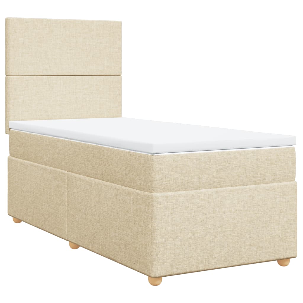 Sommier à lattes de lit avec matelas Crème 90x200 cm Tissu - XIOS
