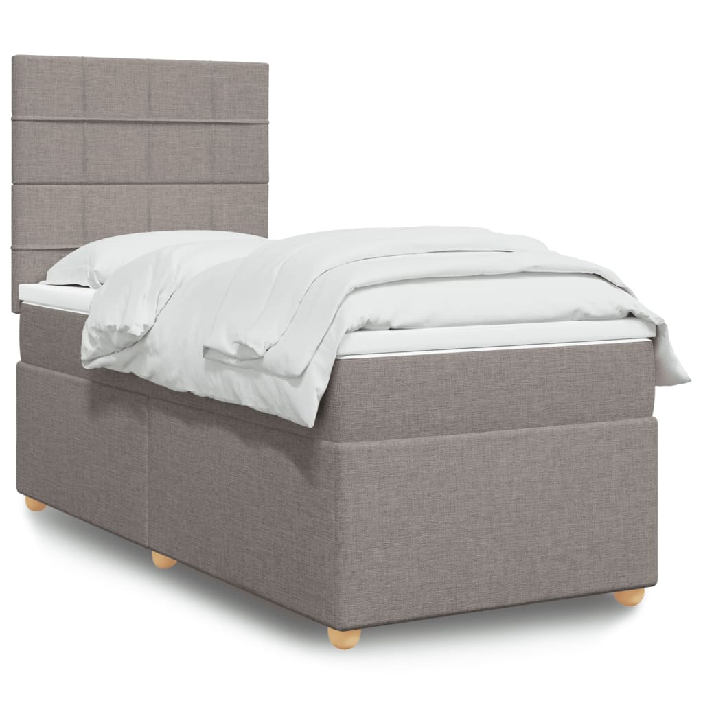 Sommier à lattes de lit avec matelas Taupe 90x200 cm Tissu - XIOS