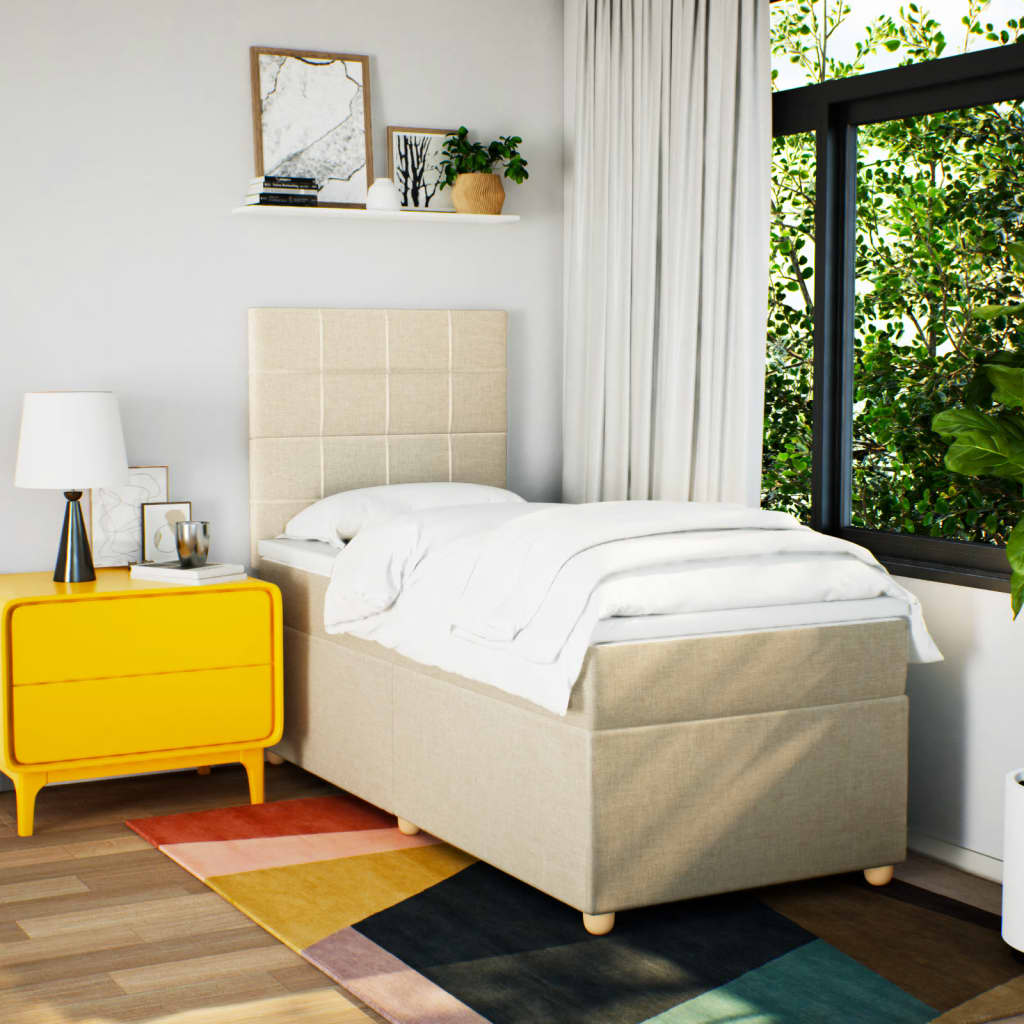 Sommier à lattes de lit avec matelas Crème 90x200 cm Tissu - XIOS