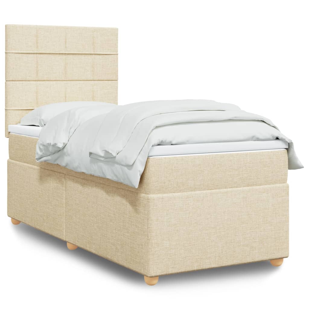 Sommier à lattes de lit avec matelas Crème 90x200 cm Tissu - XIOS