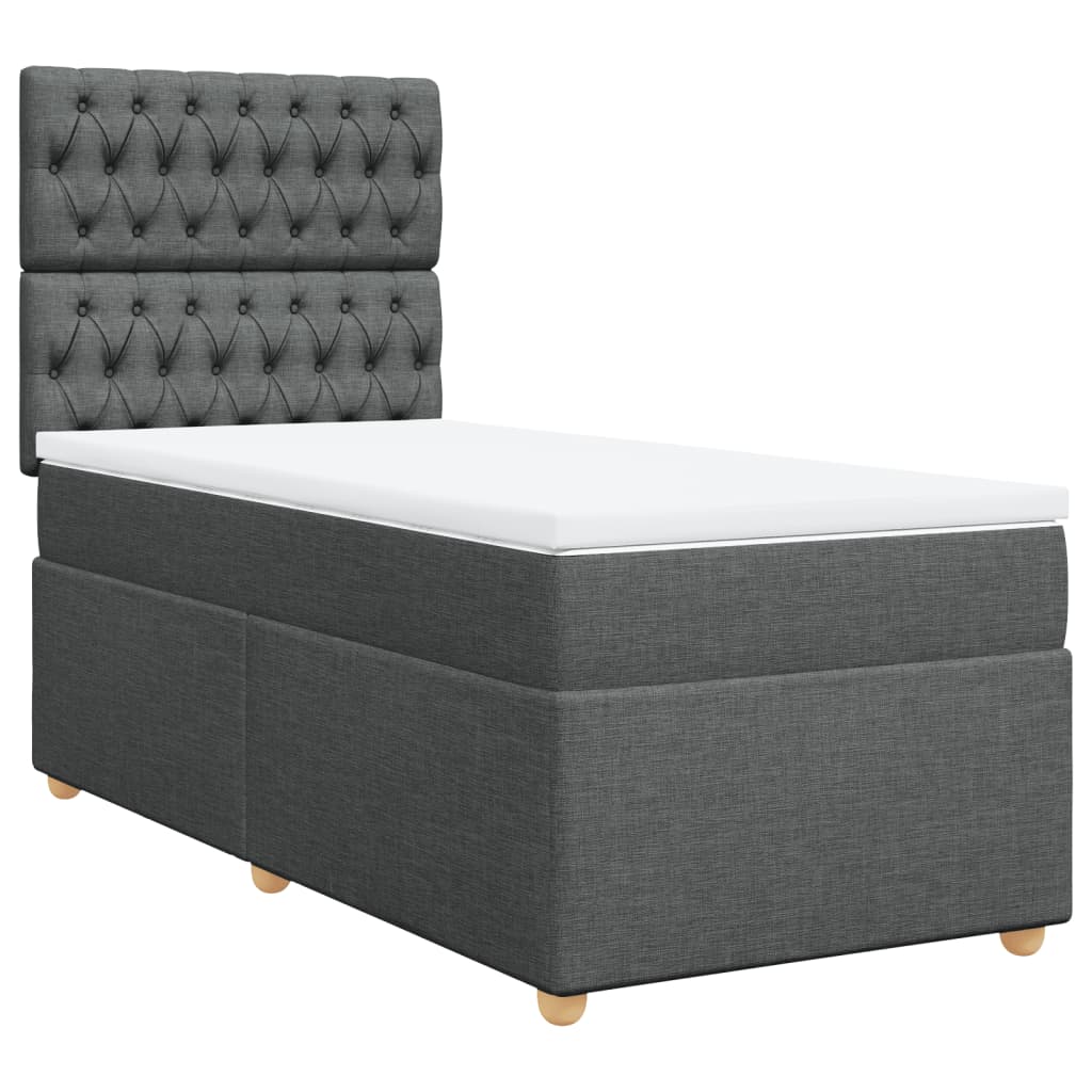 Sommier à lattes de lit avec matelas Gris foncé 90x200 cm Tissu - XIOS