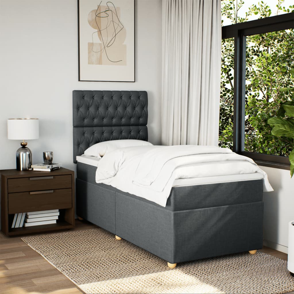 Sommier à lattes de lit avec matelas Gris foncé 90x200 cm Tissu - XIOS