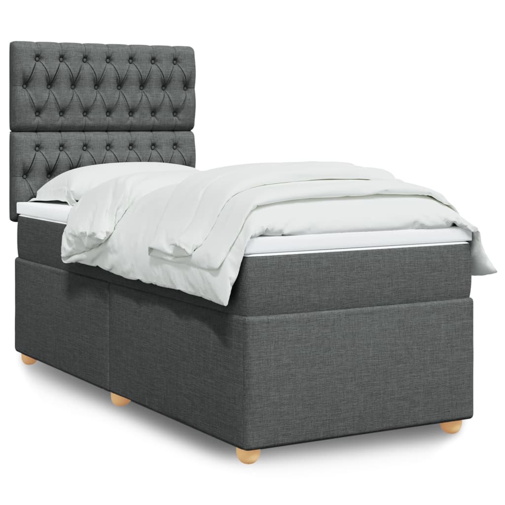 Sommier à lattes de lit avec matelas Gris foncé 90x200 cm Tissu - XIOS