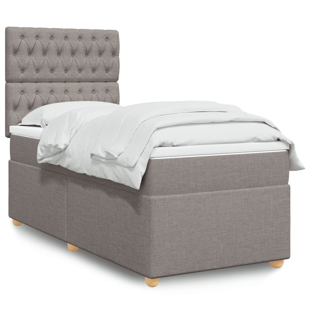 Sommier à lattes de lit avec matelas Taupe 90x200 cm Tissu - XIOS