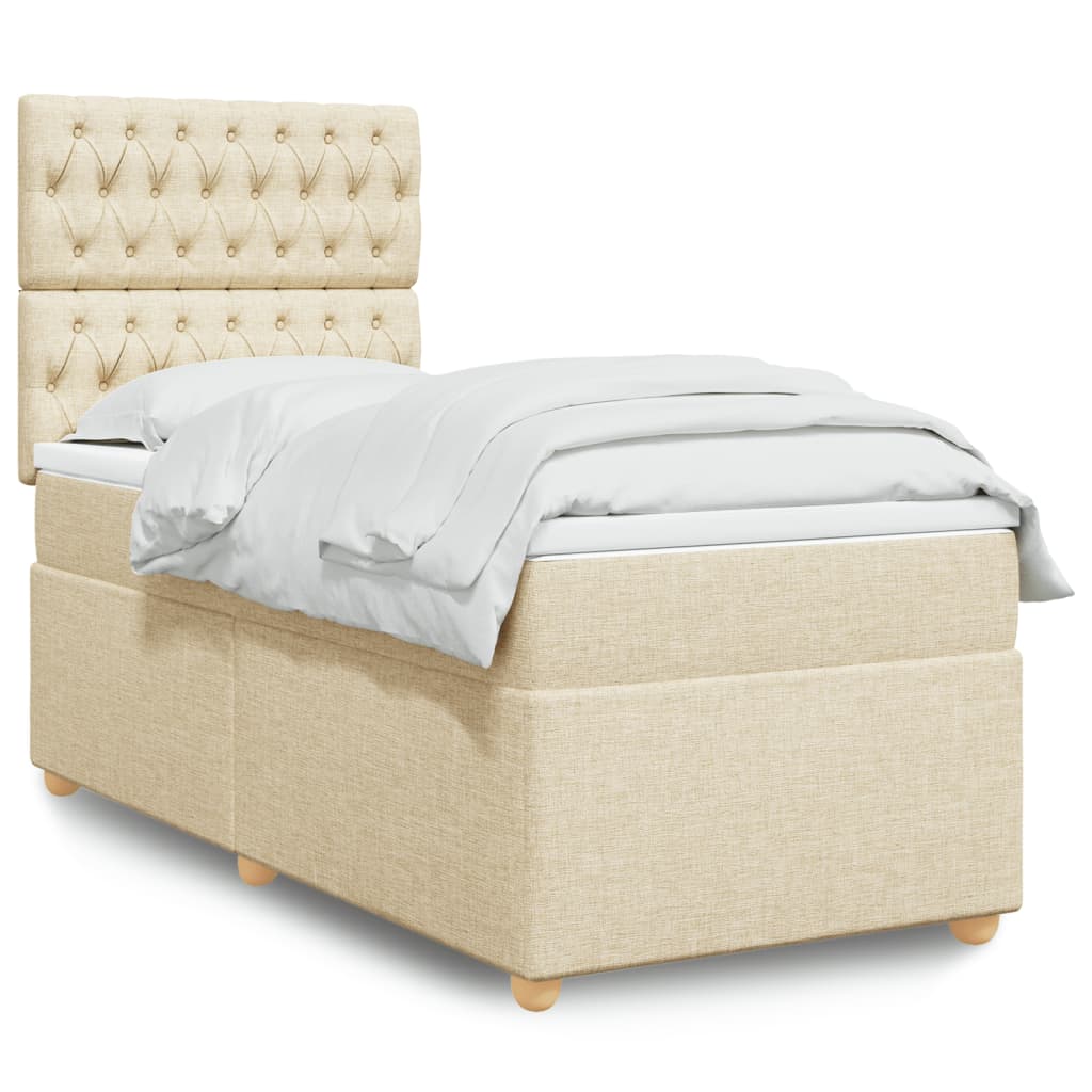 Sommier à lattes de lit avec matelas Crème 90x200 cm Tissu - XIOS