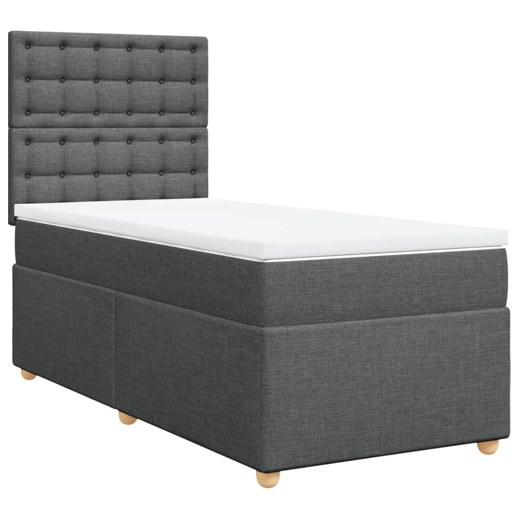 Sommier à lattes de lit avec matelas Gris foncé 90x200 cm Tissu - XIOS