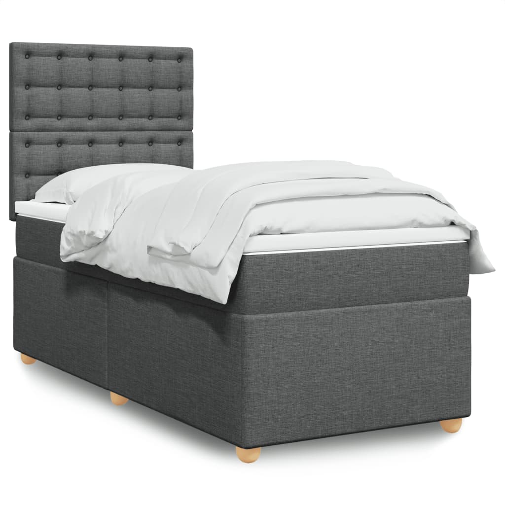 Sommier à lattes de lit avec matelas Gris foncé 90x200 cm Tissu - XIOS