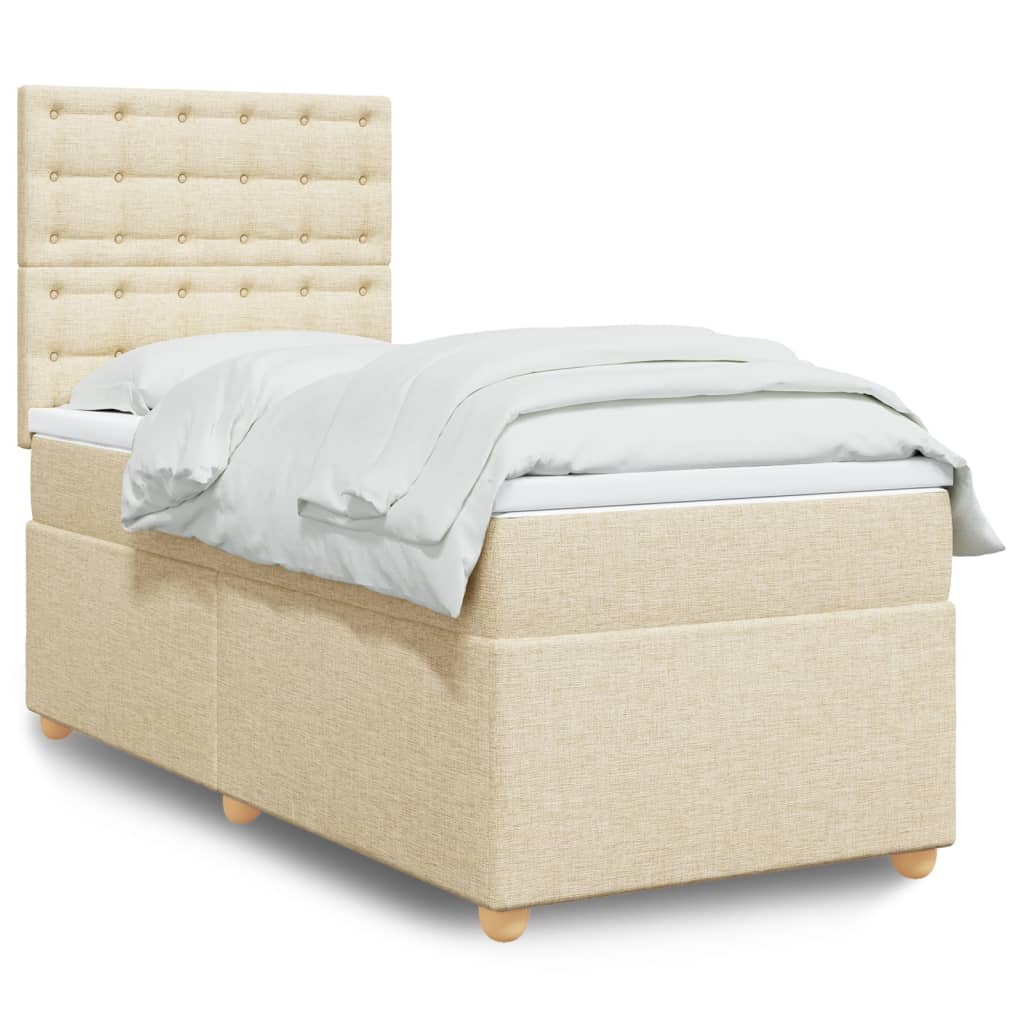 Sommier à lattes de lit avec matelas Crème 90x200 cm Tissu - XIOS