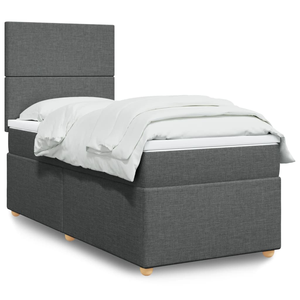 Sommier à lattes de lit avec matelas Gris foncé 100x200cm Tissu - XIOS